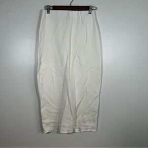 ZARA‎ Ribbed Knit Maxi Skirt Cream Elastic Waist Slit Size S